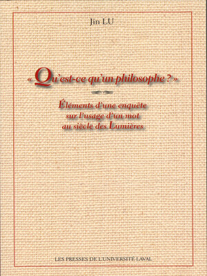 cover image of Qu'est-ce qu'un philosophe?
